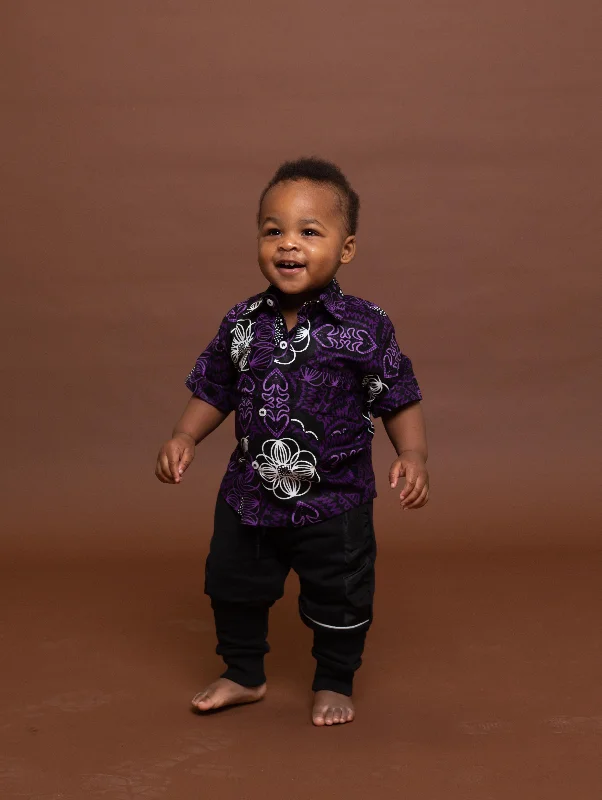 "Off - shoulder dresses for women to show off collarbones"Simon Ankara Boy Shirt | Purple and White African Print "Off - shoulder dresses for women to show off collarbones"Simon Ankara Boy Shirt | Purple and White African Print