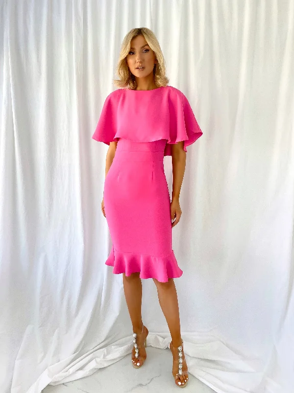 "Animal print dresses for women who love bold styles"Sinead Pink Cape Dress