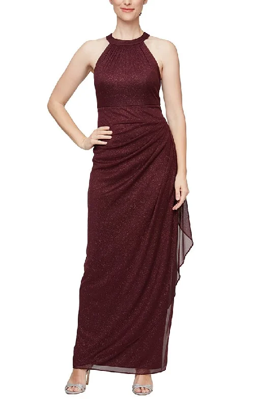 "Affordable plus size women's summer dresses"Sleeveless Glitter Mesh Halter Neck Dress with Cascade Detail Skirt "Affordable plus size women's summer dresses"Sleeveless Glitter Mesh Halter Neck Dress with Cascade Detail Skirt