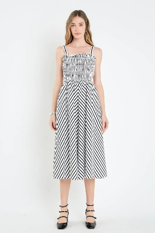 "Bohemian - style women's dresses for music festivals"Striped Smocked Dress