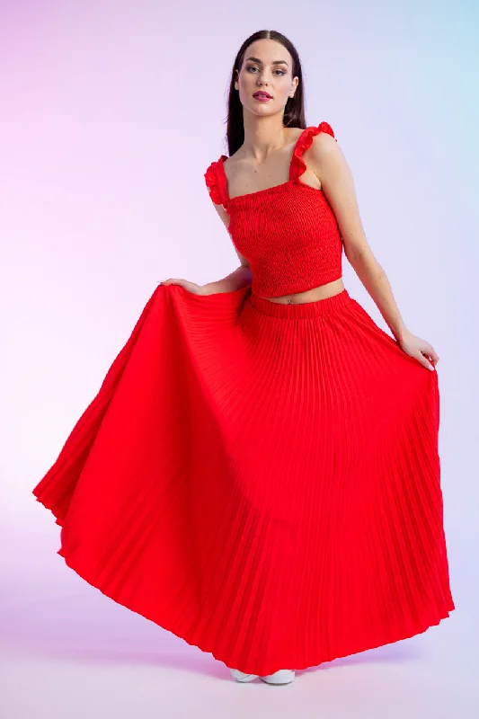 "Sleeveless dresses for women during hot summer days"Taylor Pleated Maxi Skirt Tangerine "Sleeveless dresses for women during hot summer days"Taylor Pleated Maxi Skirt Tangerine