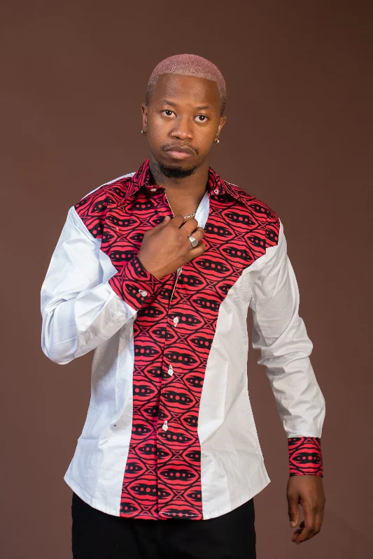 "Seasonal Sale: Save Big on Women's Dresses for Every Occasion"Titan Mixed Print Men Shirt | White and African Ankara Print "Seasonal Sale: Save Big on Women's Dresses for Every Occasion"Titan Mixed Print Men Shirt | White and African Ankara Print