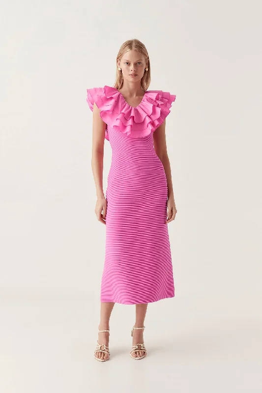 "Long sleeve dresses for women in cold weather"Transcendent Ruffle Midi Dress
