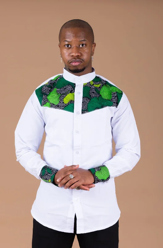 "Lace dresses for women for a romantic and elegant look"Udeme Mixed Print Men Shirt | White and African Ankara Print