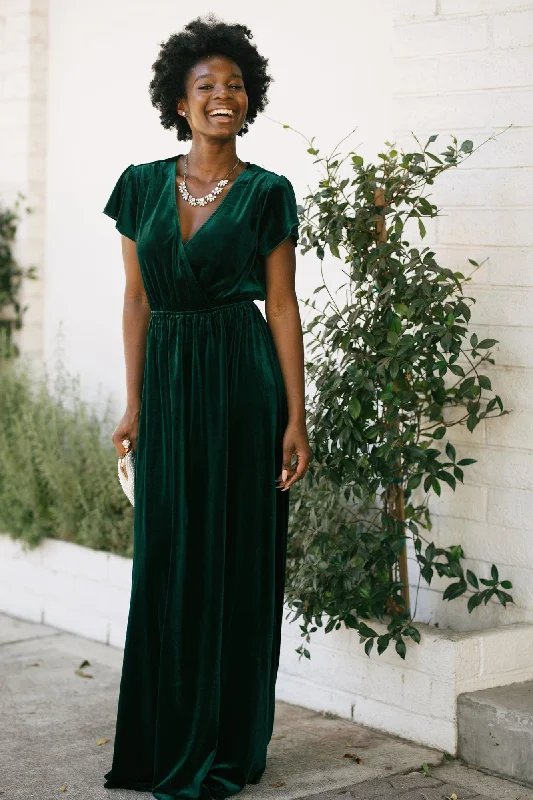 "Sustainable and eco - friendly women's dresses"Vanessa Velvet Surplice Maxi Dress