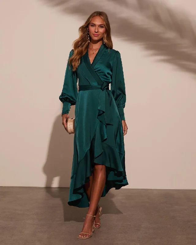 Clearance Sale: Women's Dresses Vilma Satin Wrap Midi Dress
