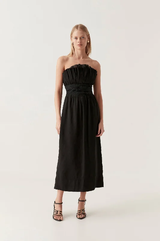 "Black tie dresses for women for formal galas"Whisper Knot Waist Midi Dress