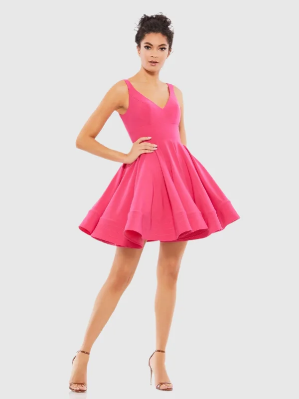 sustainable mini dressesV Neck Fit & Flare Mini Dress