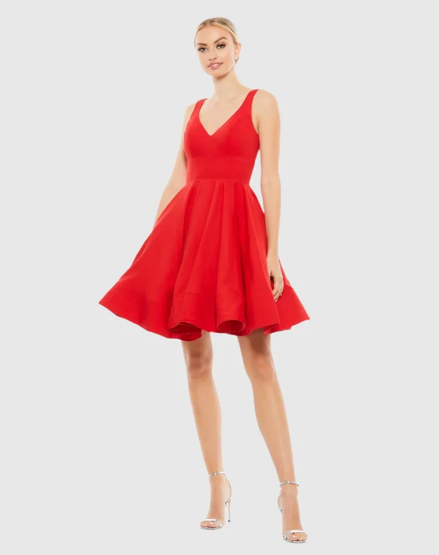 summer floral mini dresses for womenV Neck Fit & Flare Mini Dress