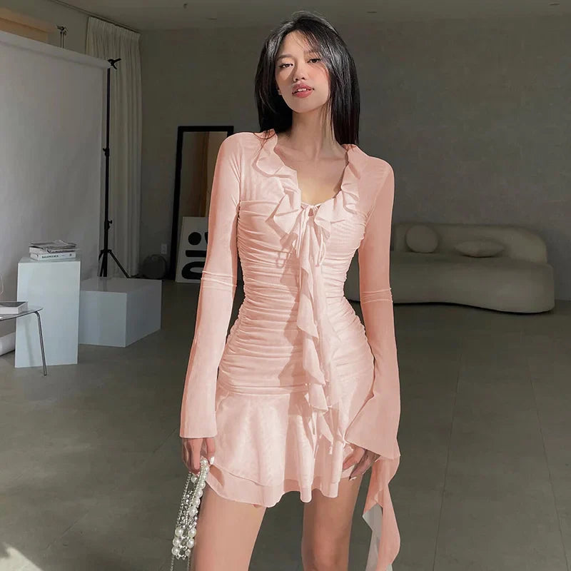 handmade mini dressesFashionSierra - Ribbon Mesh Pleated 2024 Spring French Sexy Slim Fit Long Sleeve Wrapped Hip Mini Dress handmade mini dressesFashionSierra - Ribbon Mesh Pleated 2024 Spring French Sexy Slim Fit Long Sleeve Wrapped Hip Mini Dress