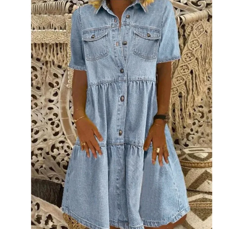 chiffon mini dressesFootloose Tencel Button Down Tiered Dress