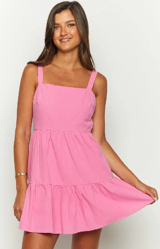 yellow mini dressesLara Pink Baby Doll Mini Dress