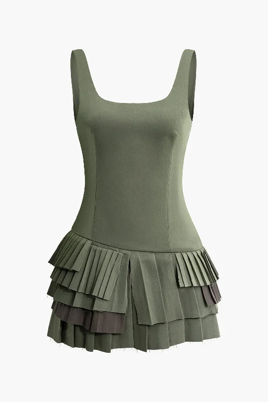 off shoulder mini dressesPleated Hem Slip Mini Dress