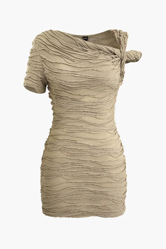 toddler mini dressesWave Texture Twist Asymmetrical Mini Dress