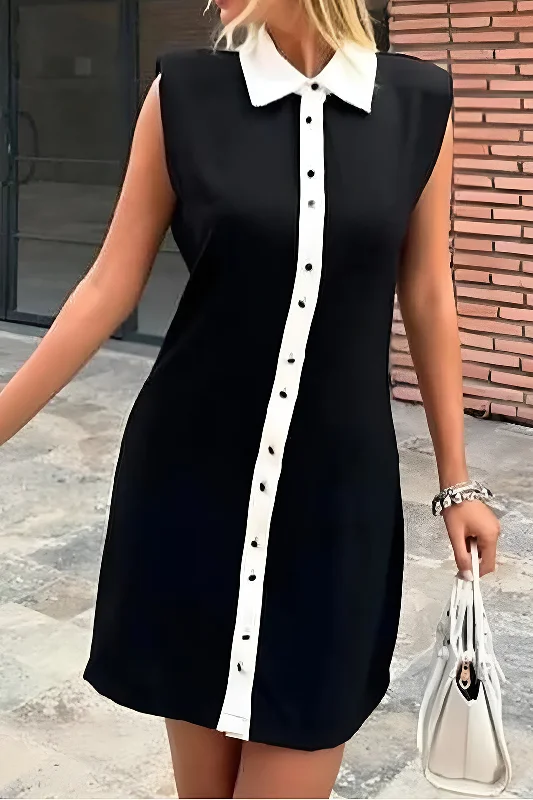 kawaii mini dressesContrast Sleeveless Mini Dress