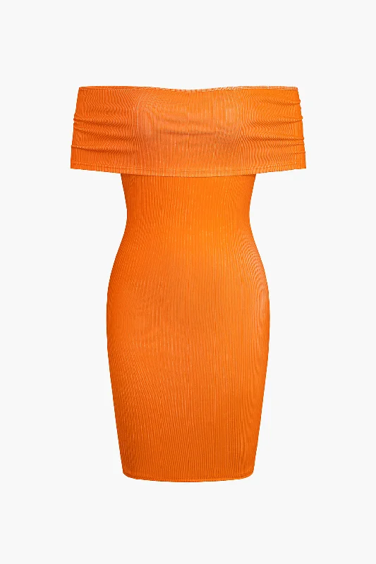 vintage style mini dressesKnit Off-Shoulder Mini Dress