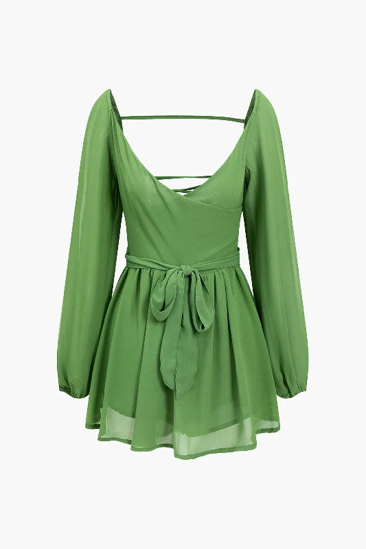 Easter mini dressesSolid Tie Back Braided Mini Dress