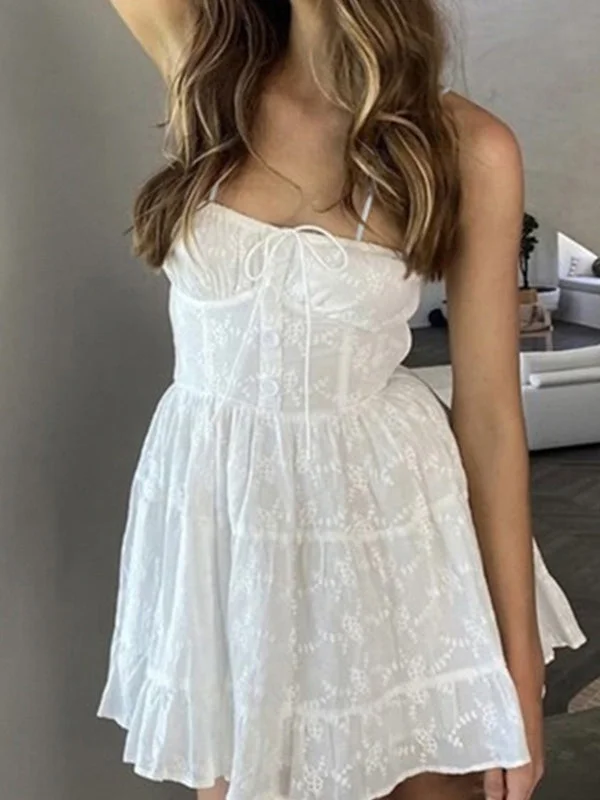 machine washable mini dressesJacquard Tie Front Ruffle Mini Dress