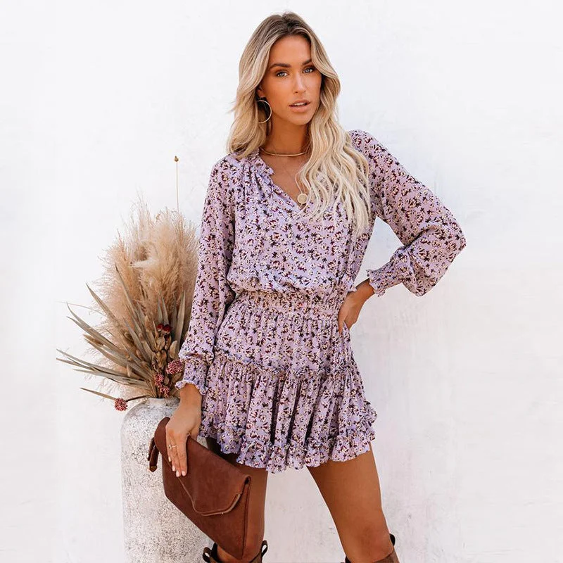 detachable sleeve mini dressesOrtega Printed Adjustable Balloon Sleeve Dress