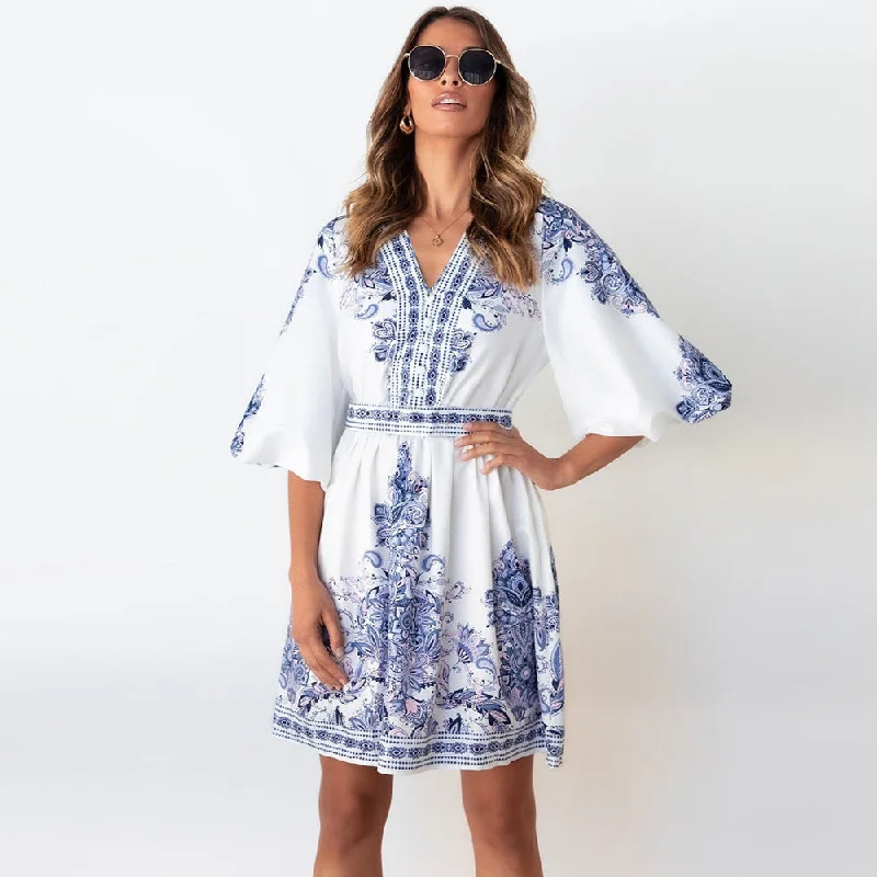 yellow mini dressesPath To Paradise Embroidered Shift Dress