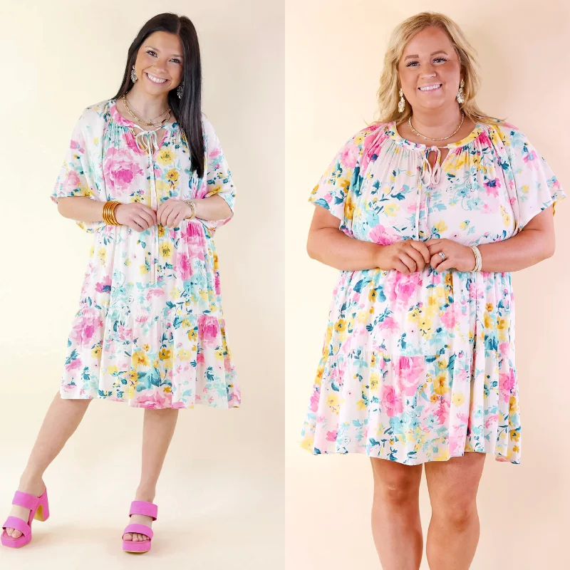 beach printed mini dressesPiece Of Paradise Tiered Floral Dress with Keyhole in Ivory beach printed mini dressesPiece Of Paradise Tiered Floral Dress with Keyhole in Ivory
