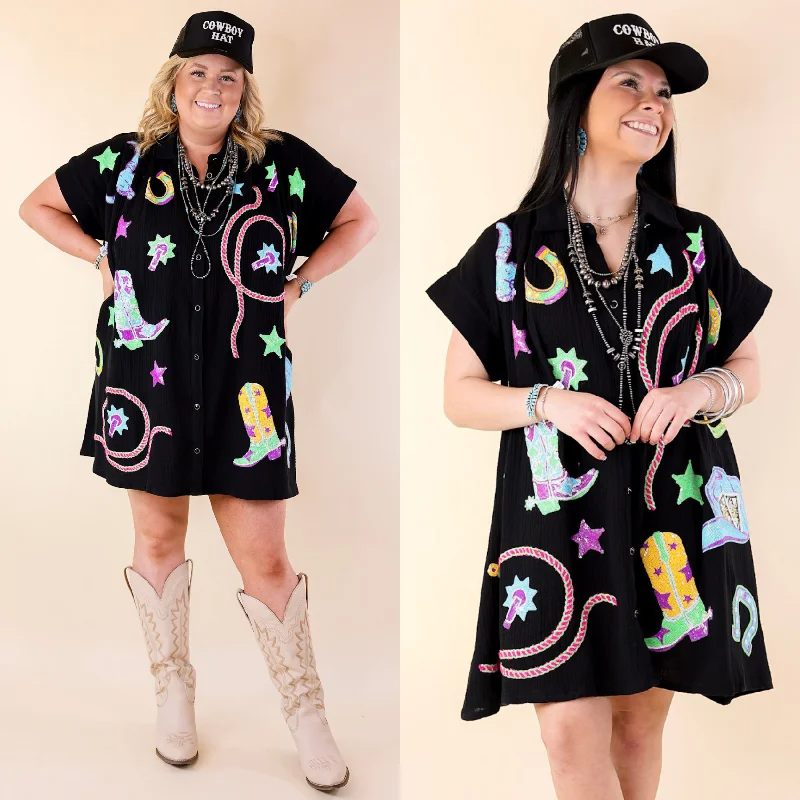 red mini dressesQueen Of Sparkles | Cowboy Casanova Western Icon Short Sleeve Sequin Dress in Black red mini dressesQueen Of Sparkles | Cowboy Casanova Western Icon Short Sleeve Sequin Dress in Black