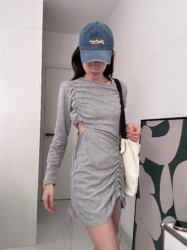 clubbing mini dressesSide Hole Long Sleeves Mini Dress
