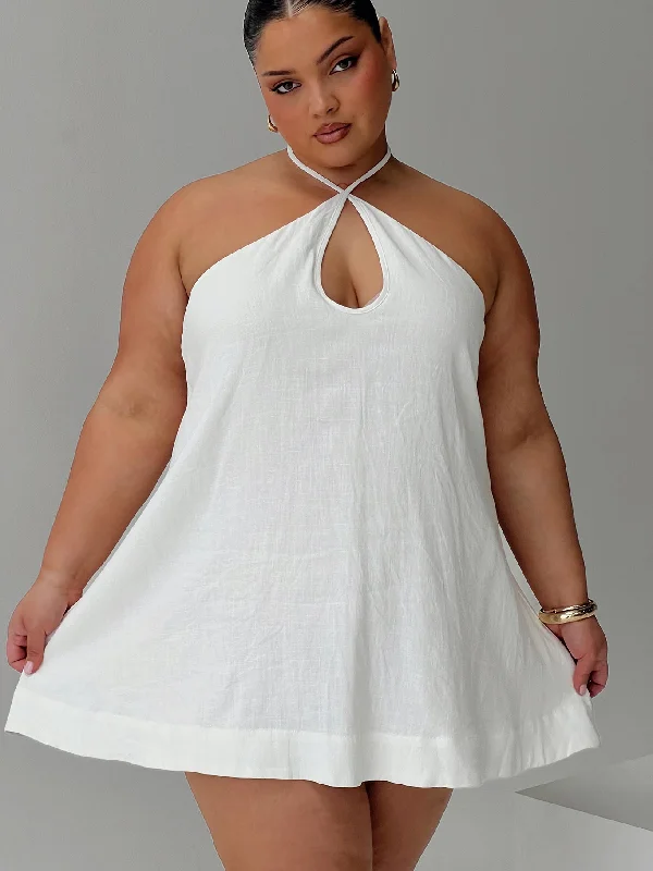 purple mini dressesThomasina Linen Halter Dress White Curve