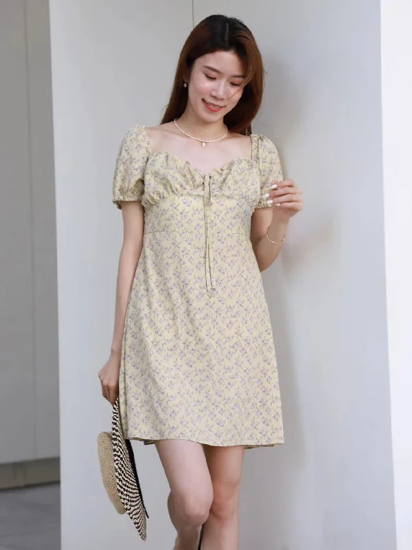 black mini dressesYellow Ruffles Sleeves Mini Dress